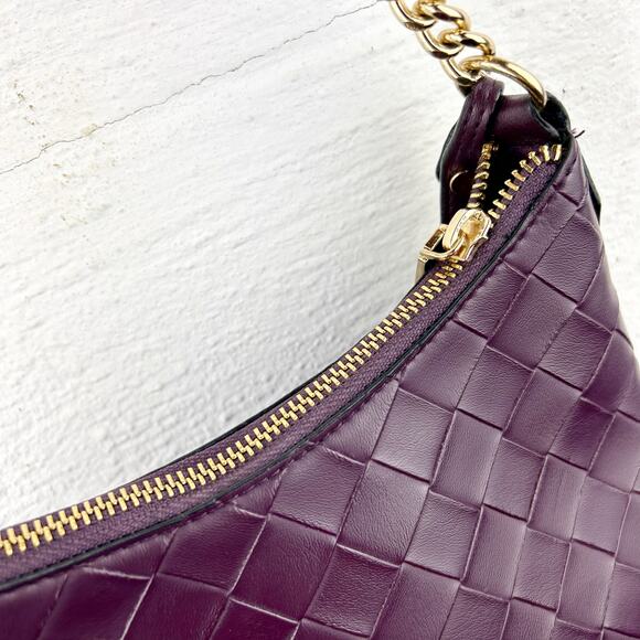 Victoria's Secret Genuine Leather Shoulder Bag – Purple Patchwork, Gold Chain‎ - Picture 6 of 8